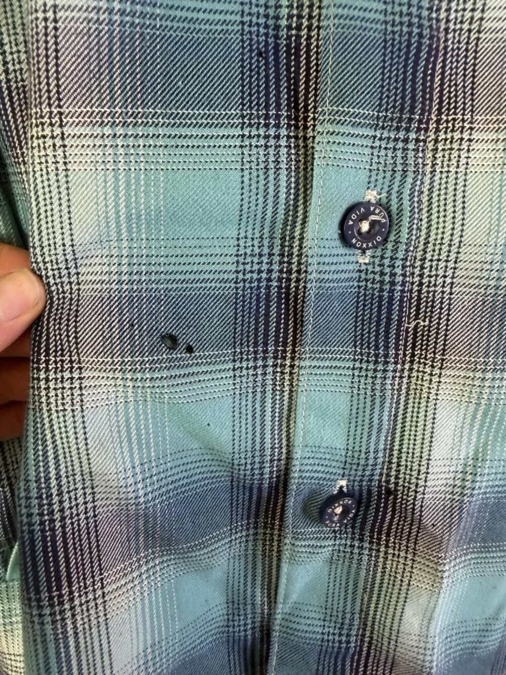 DIXXON Blue Marlin Plaid Flannel Pocket Button Shirt - Picture 4 of 11
